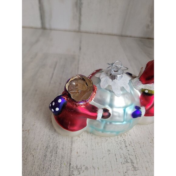 Snowman AS IS blown glass ornament Xmas Yankee Candle igloo - Picture 7 of 9